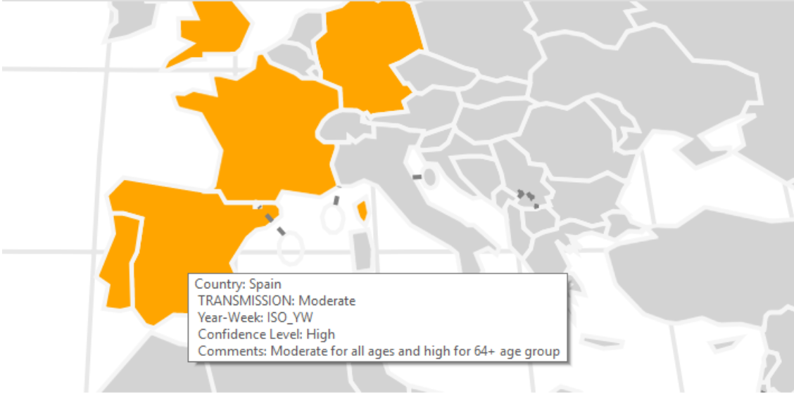 WHO global influenza severity map built by Morton Analytics